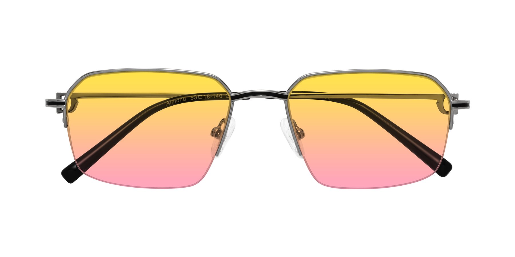 Folded Front of Almond in Silver with Yellow / Pink Gradient Lenses