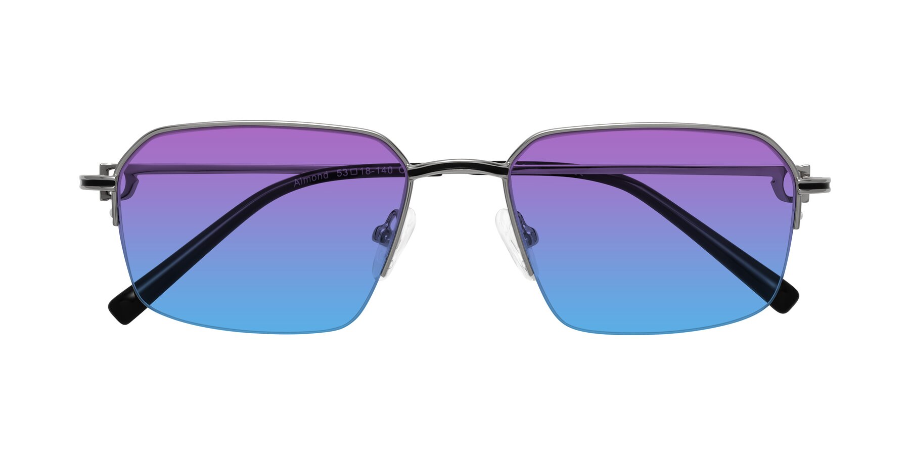 Folded Front of Almond in Silver with Purple / Blue Gradient Lenses