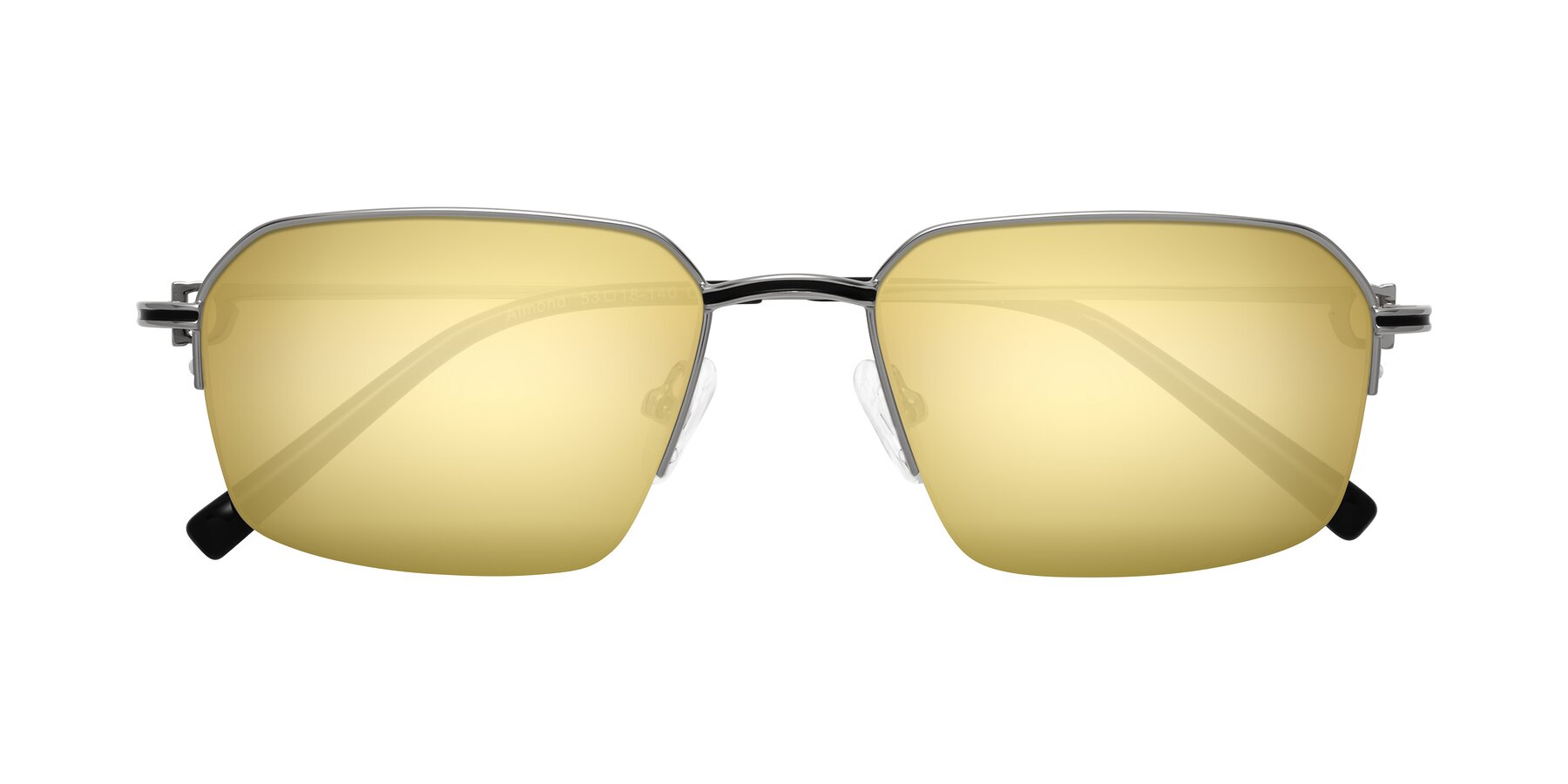 Folded Front of Almond in Silver with Gold Mirrored Lenses