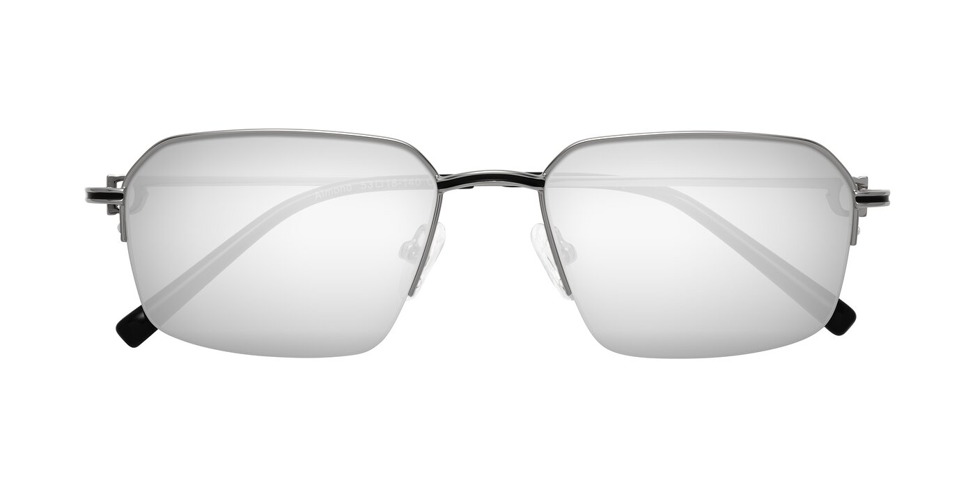 Almond - Silver Flash Mirrored Sunglasses