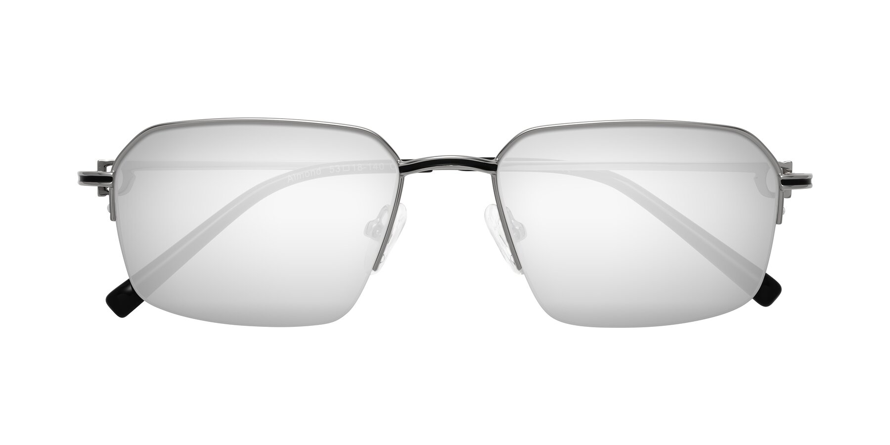 Folded Front of Almond in Silver with Silver Mirrored Lenses