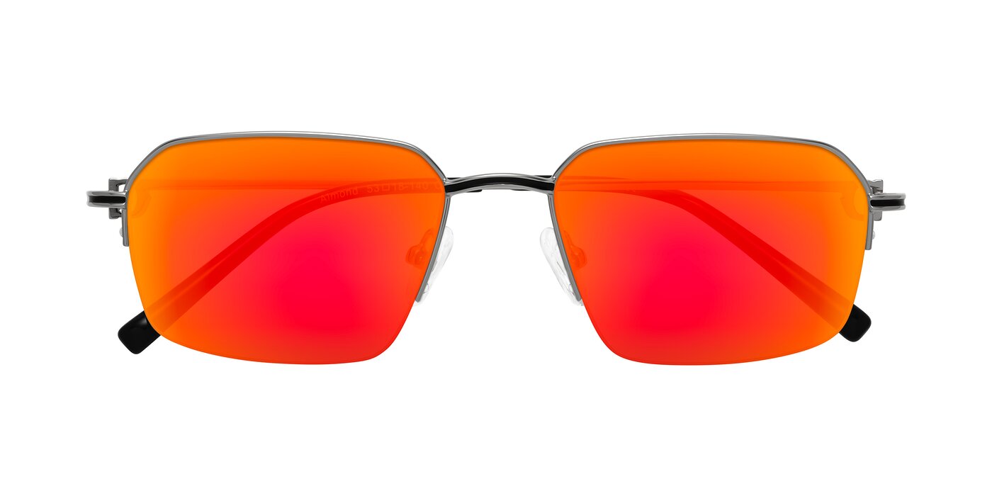 Almond - Silver Flash Mirrored Sunglasses