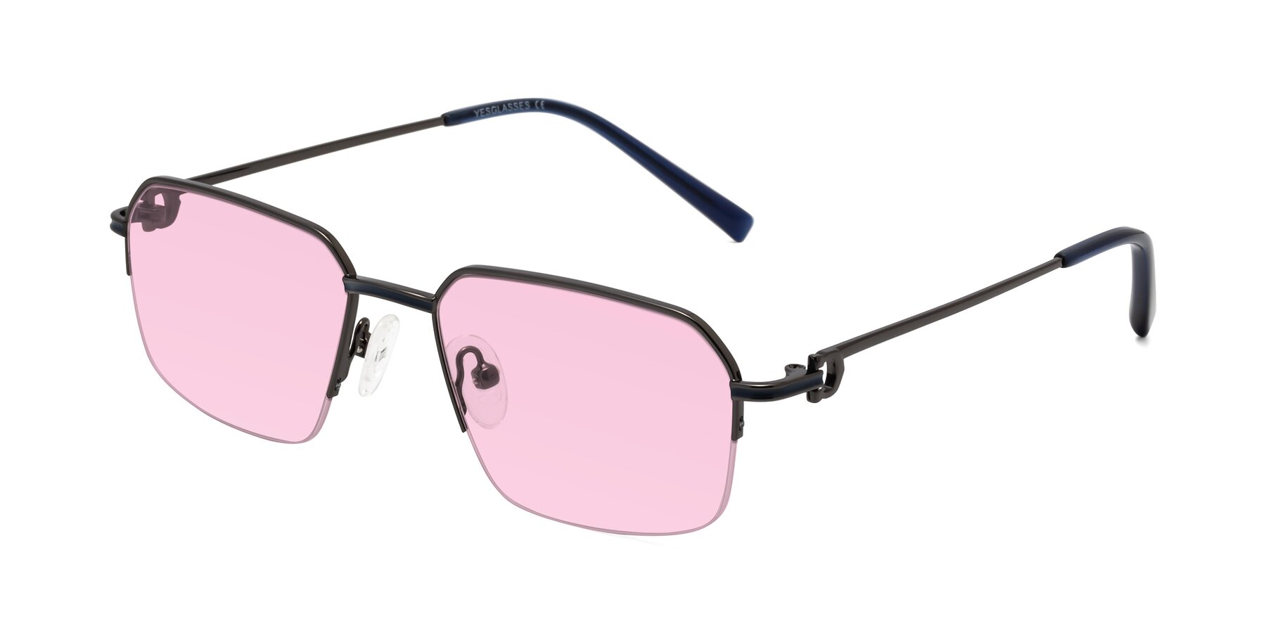 Angle of Almond in Gunmetal with Light Pink Tinted Lenses