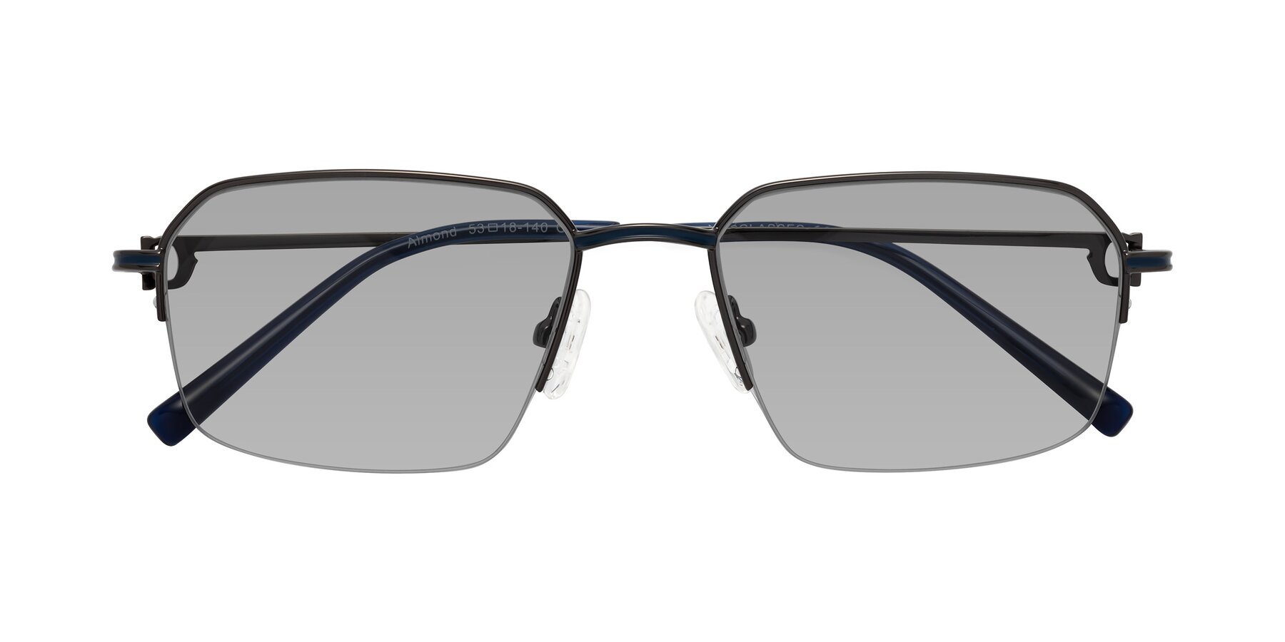 Folded Front of Almond in Gunmetal with Light Gray Tinted Lenses