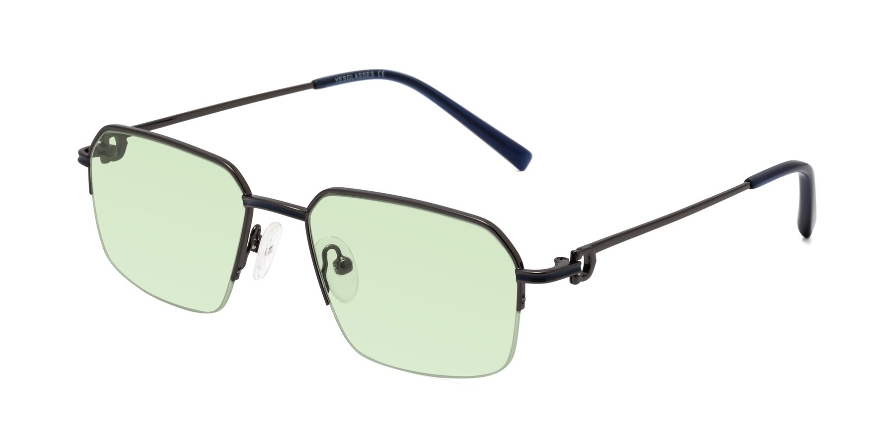 Angle of Almond in Gunmetal with Light Green Tinted Lenses