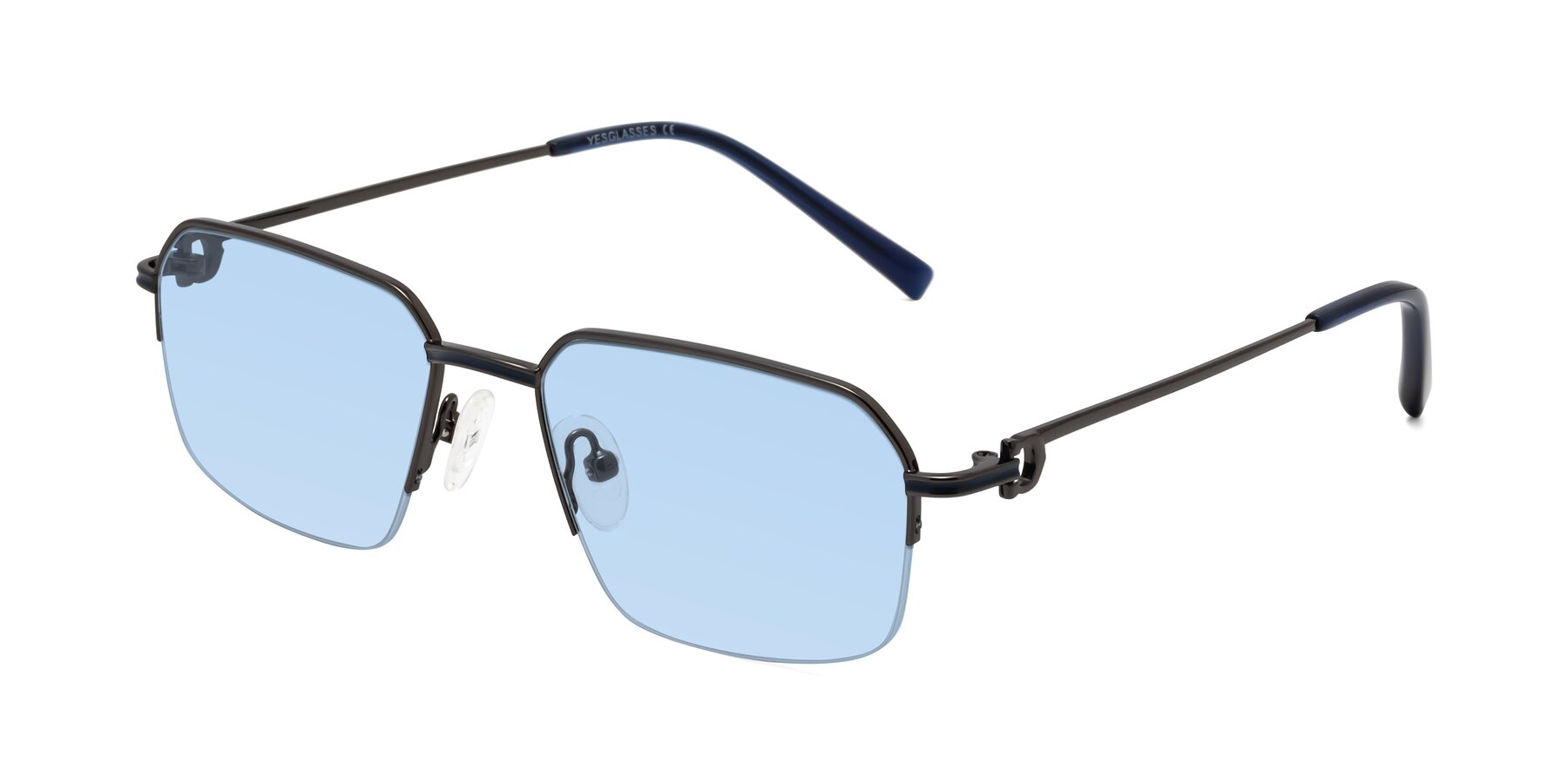 Angle of Almond in Gunmetal with Light Blue Tinted Lenses