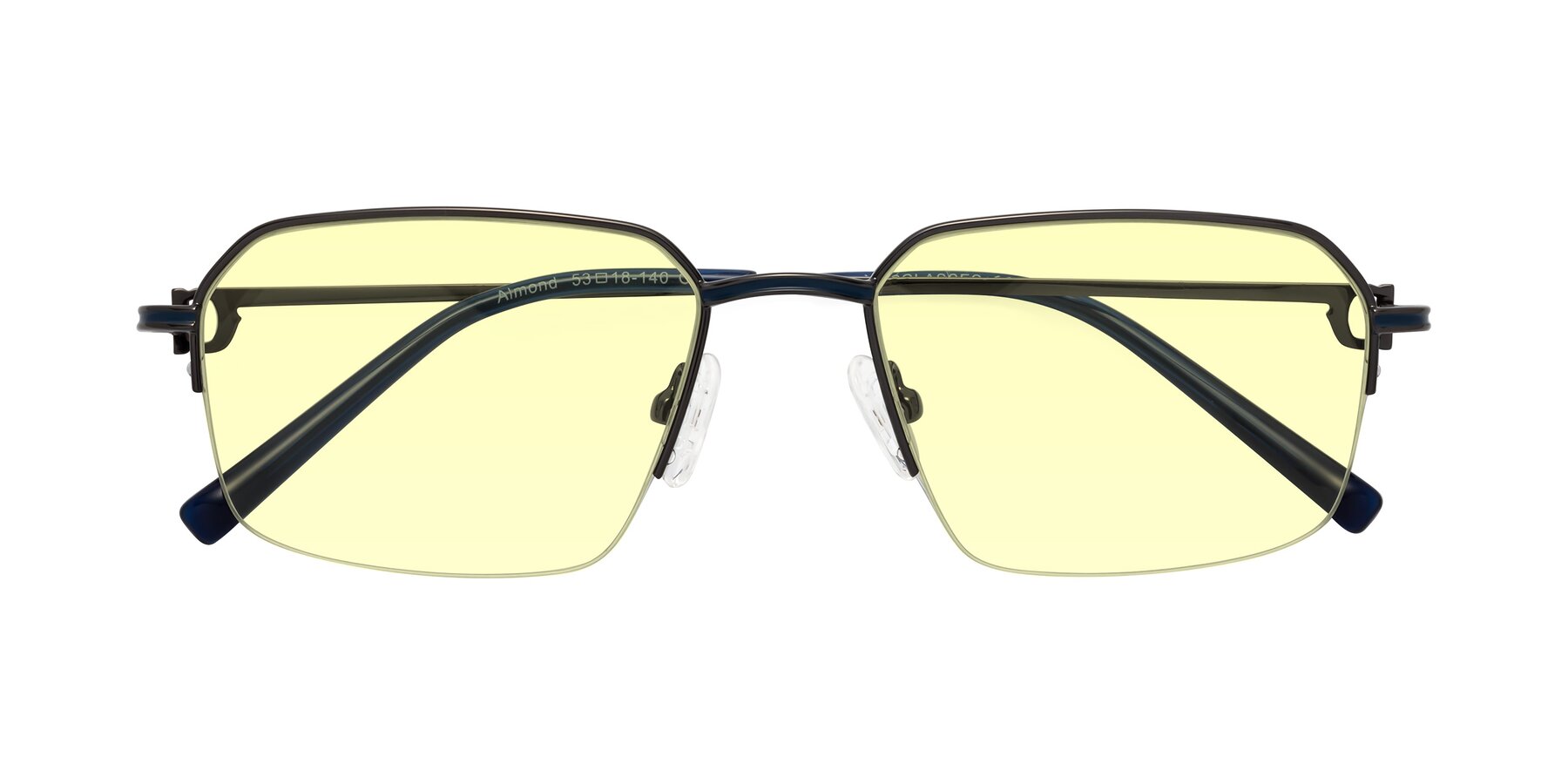 Folded Front of Almond in Gunmetal with Light Yellow Tinted Lenses