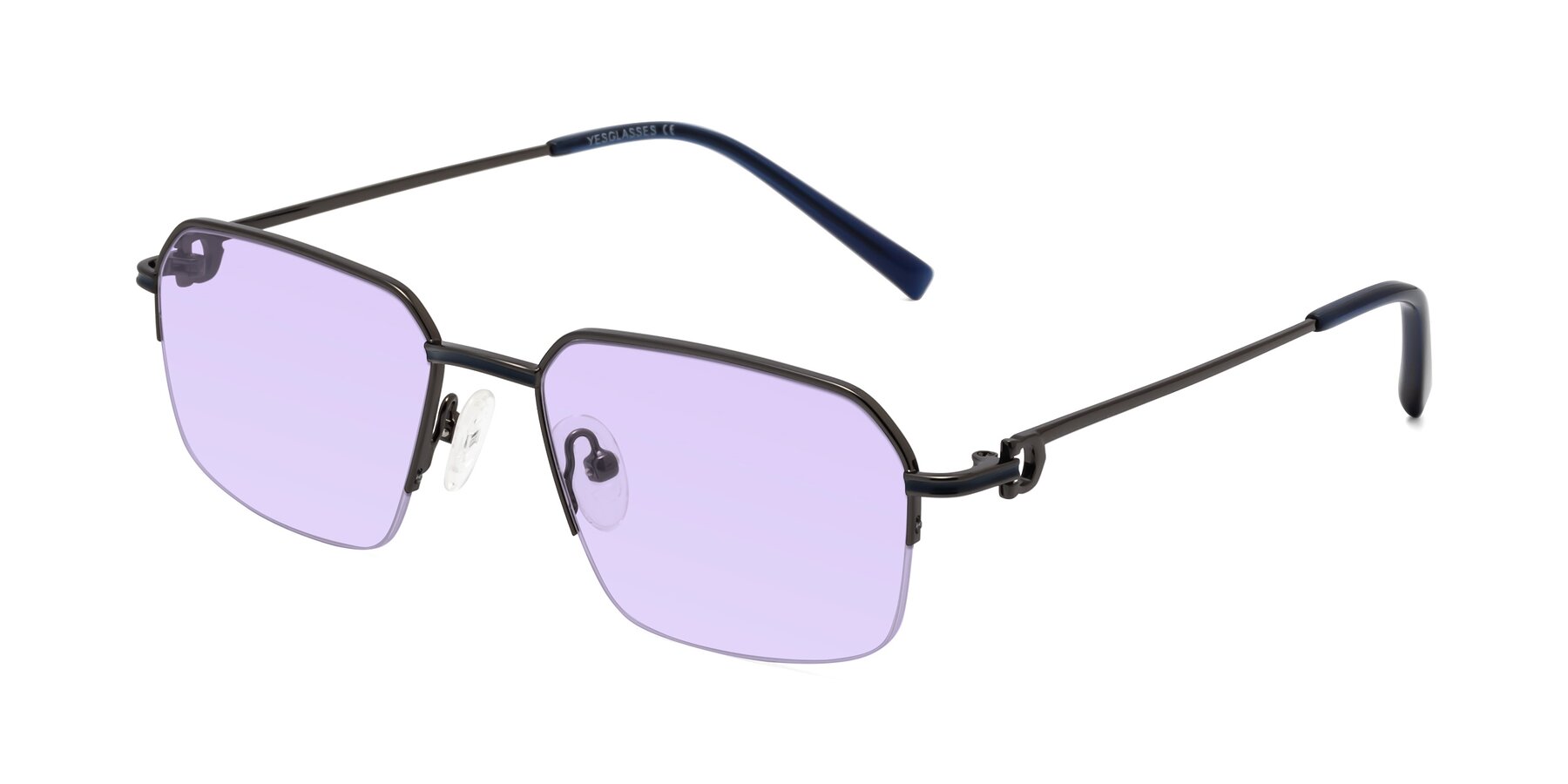 Angle of Almond in Gunmetal with Light Purple Tinted Lenses