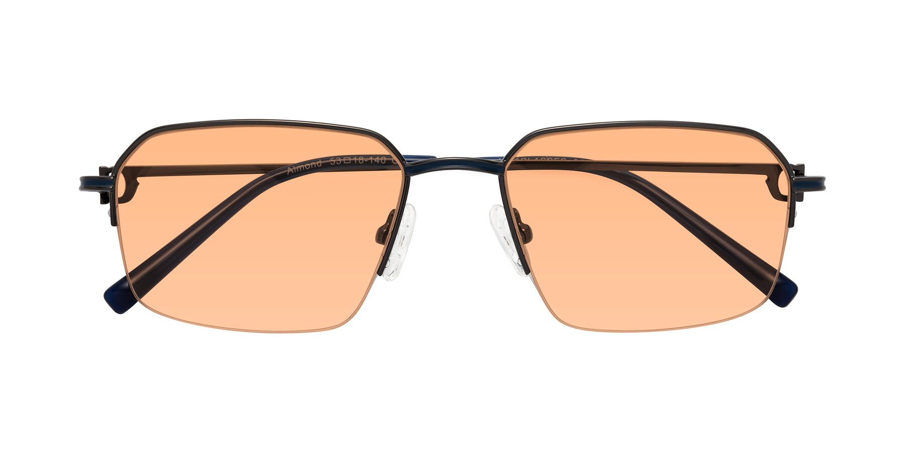 Folded Front of Almond in Gunmetal with Light Orange Tinted Lenses