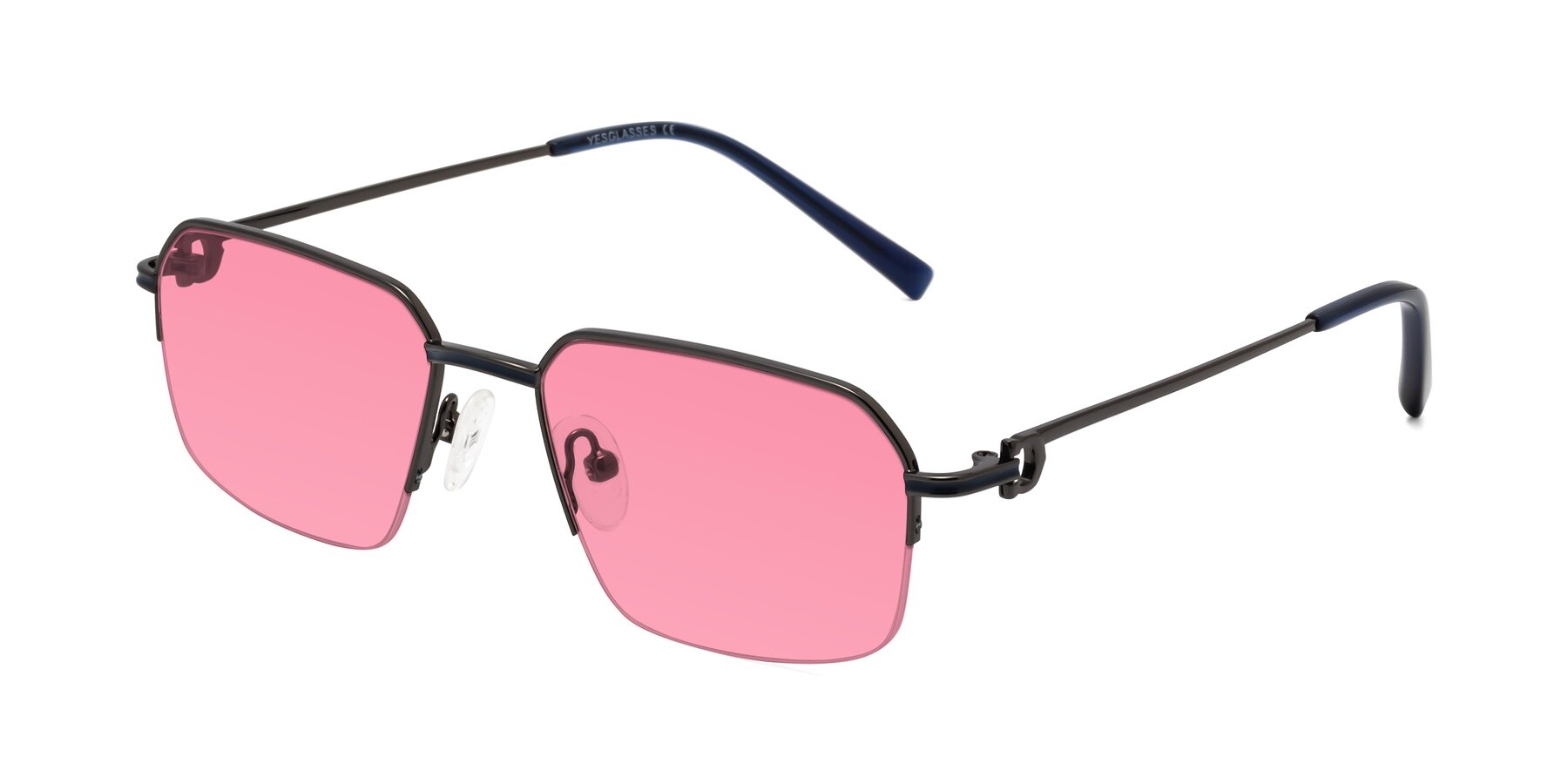 Angle of Almond in Gunmetal with Pink Tinted Lenses