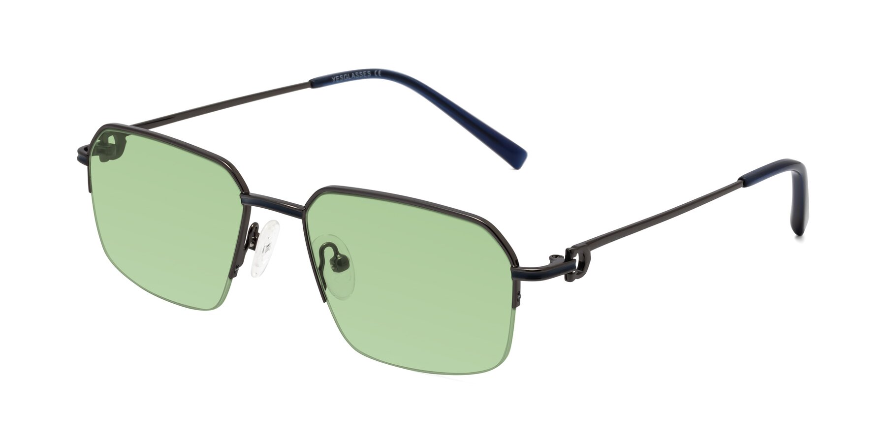 Angle of Almond in Gunmetal with Medium Green Tinted Lenses