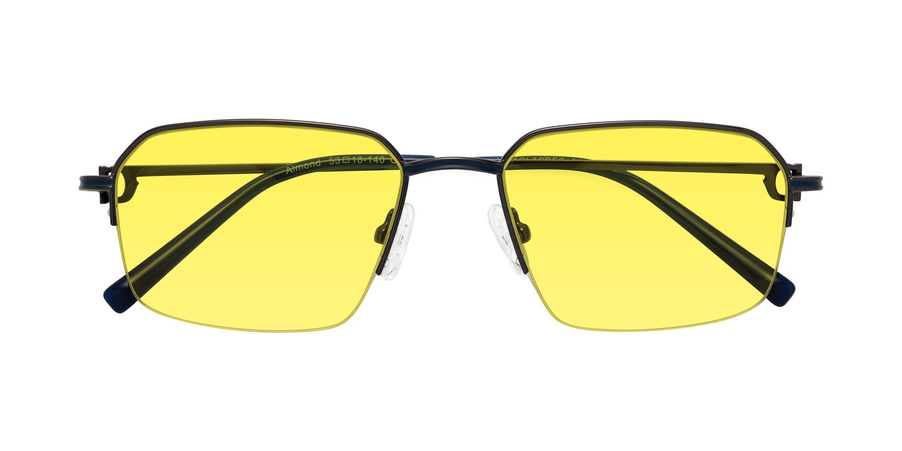 Folded Front of Almond in Gunmetal with Medium Yellow Tinted Lenses