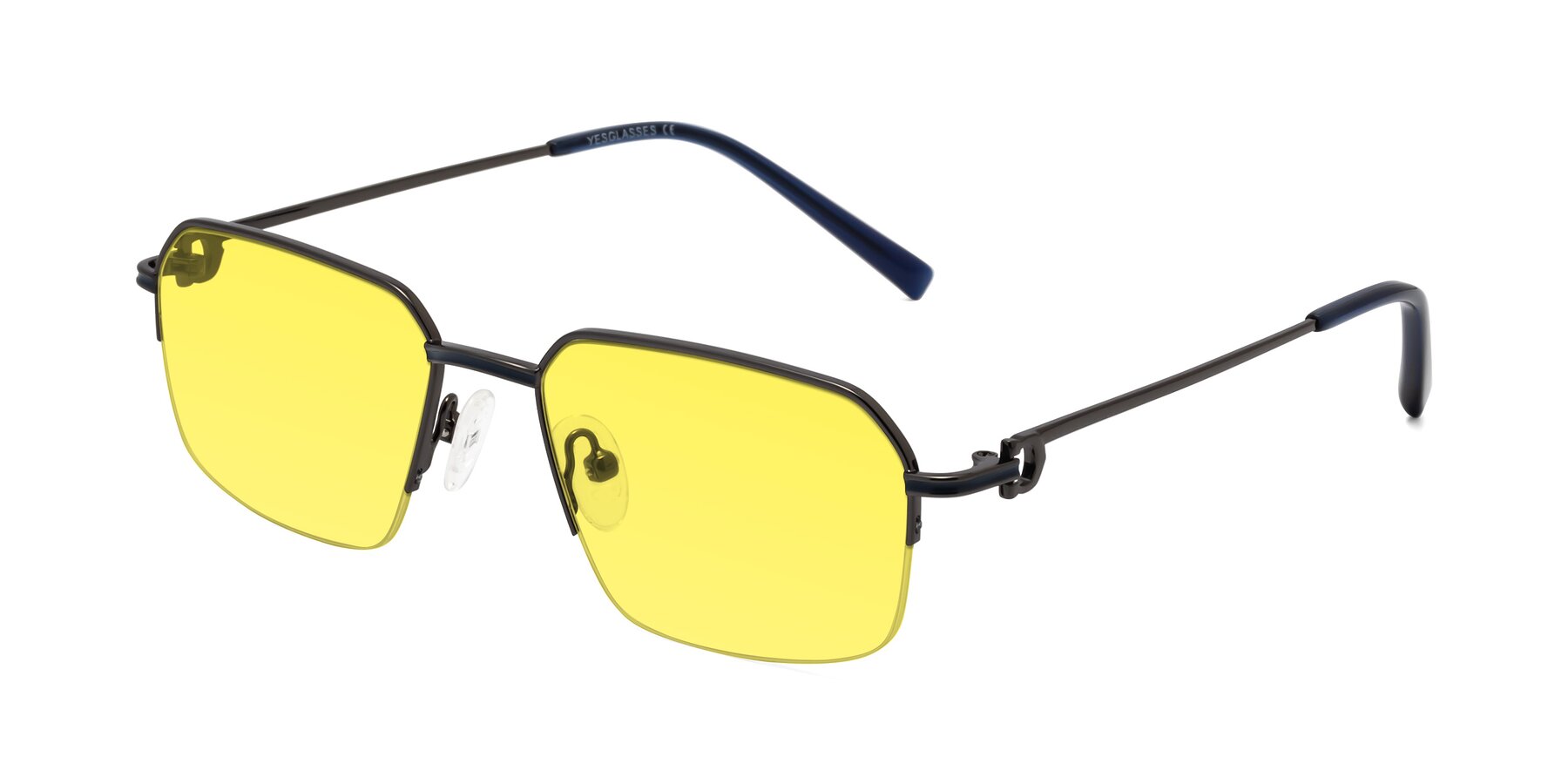 Angle of Almond in Gunmetal with Medium Yellow Tinted Lenses