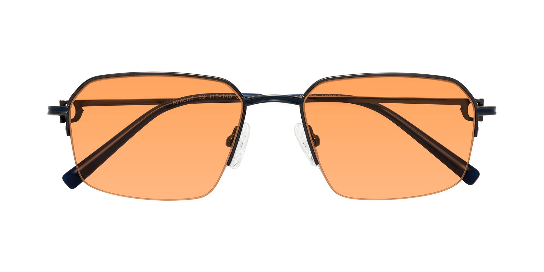 Folded Front of Almond in Gunmetal with Medium Orange Tinted Lenses