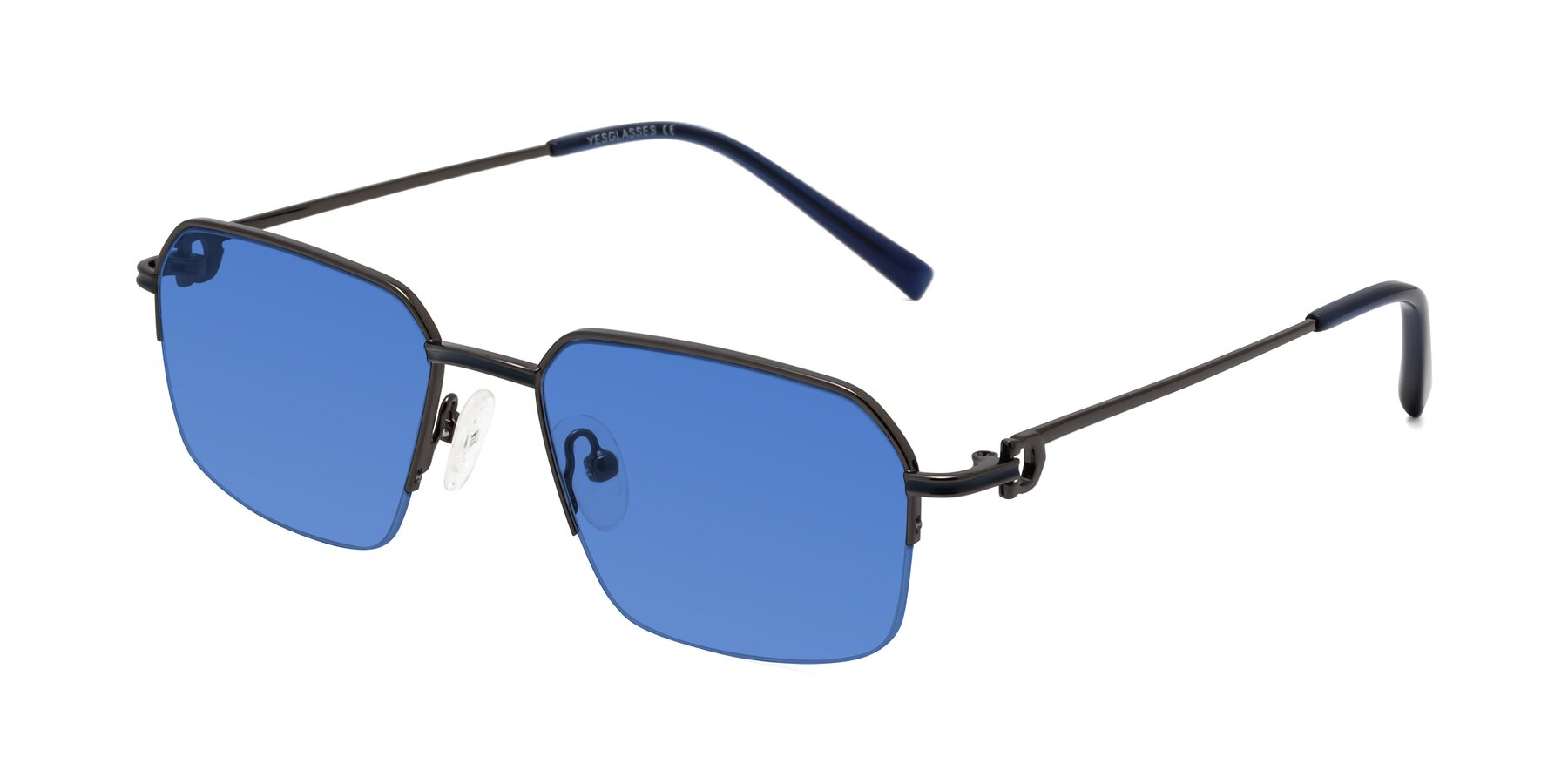 Angle of Almond in Gunmetal with Blue Tinted Lenses