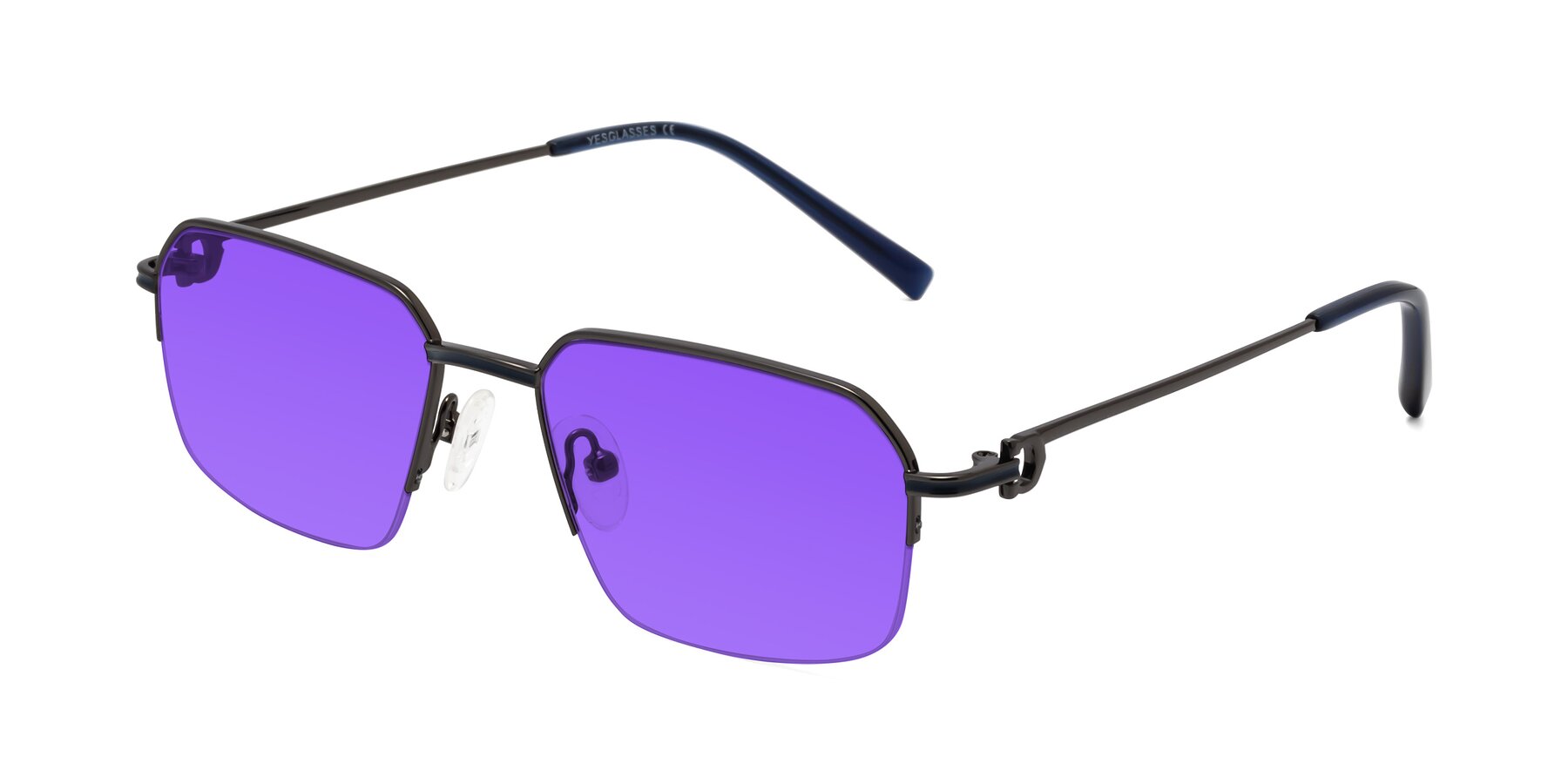 Angle of Almond in Gunmetal with Purple Tinted Lenses