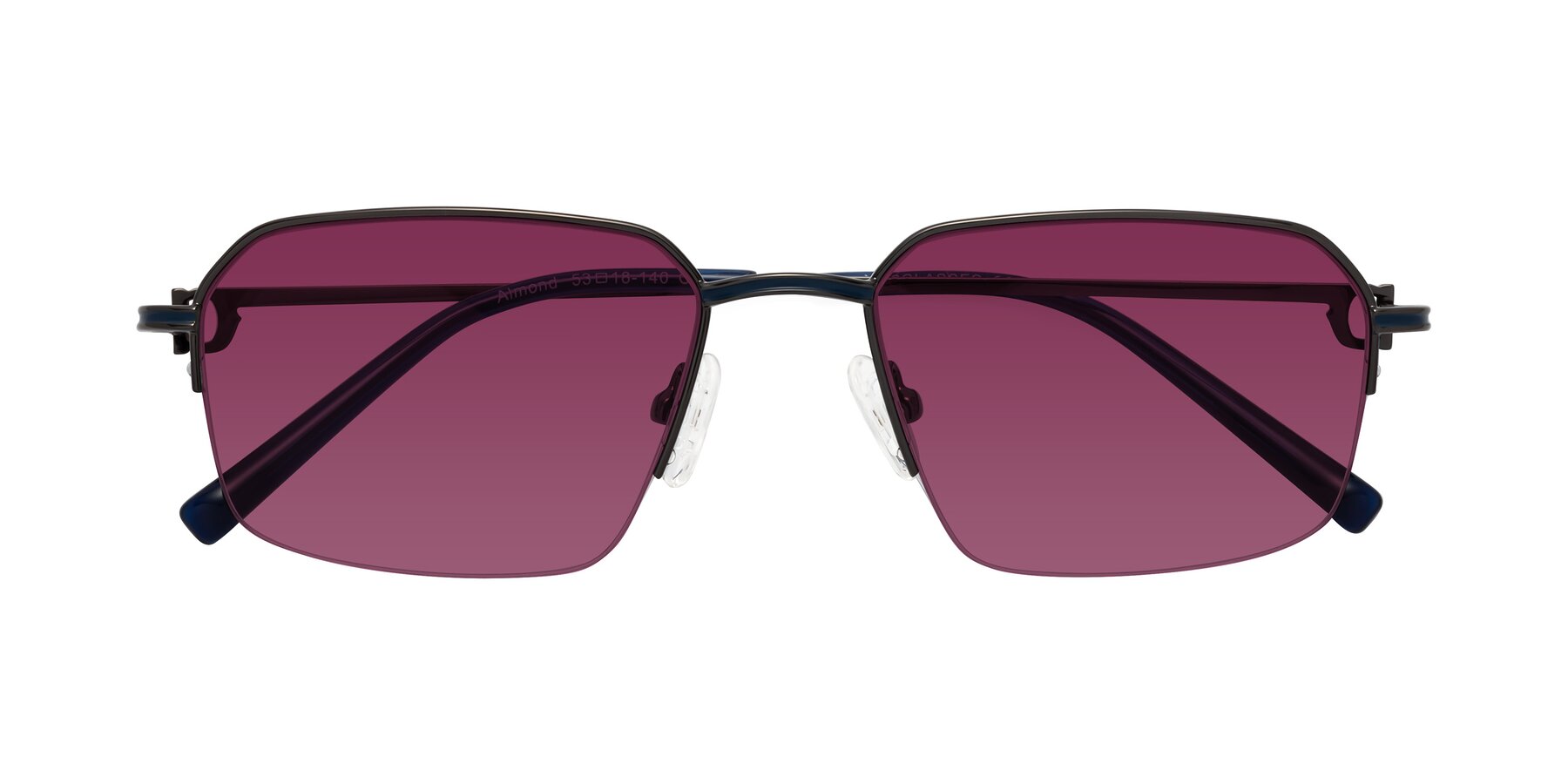 Folded Front of Almond in Gunmetal with Wine Tinted Lenses