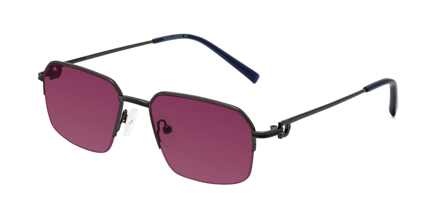 Angle of Almond in Gunmetal with Wine Tinted Lenses