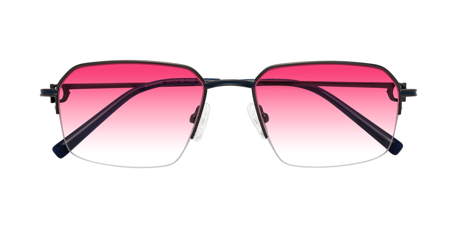 Folded Front of Almond in Gunmetal with Pink Gradient Lenses