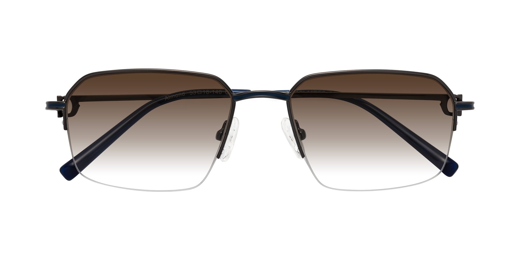 Folded Front of Almond in Gunmetal with Brown Gradient Lenses