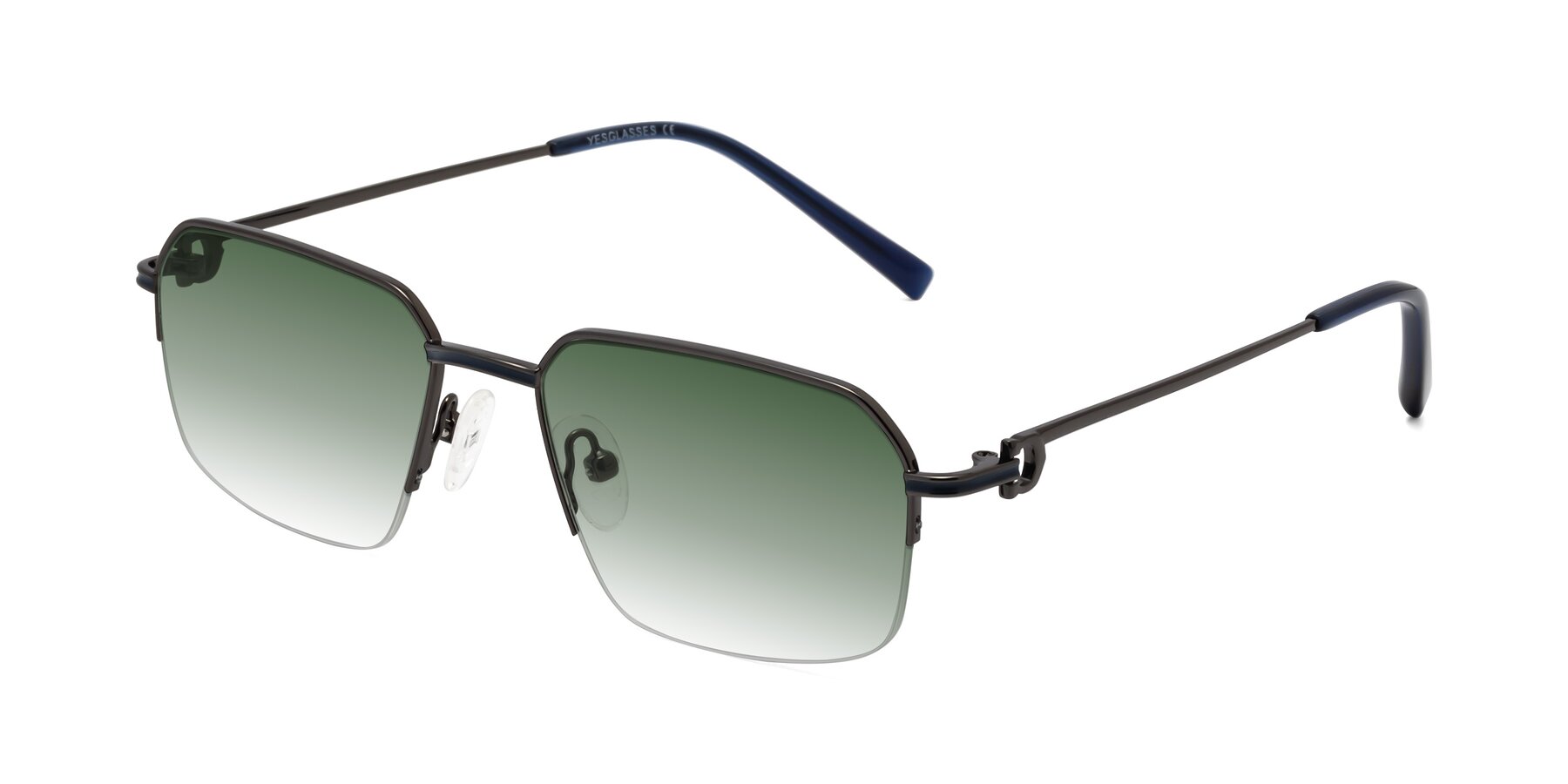 Angle of Almond in Gunmetal with Green Gradient Lenses