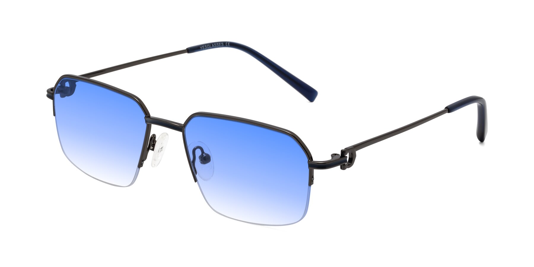 Angle of Almond in Gunmetal with Blue Gradient Lenses