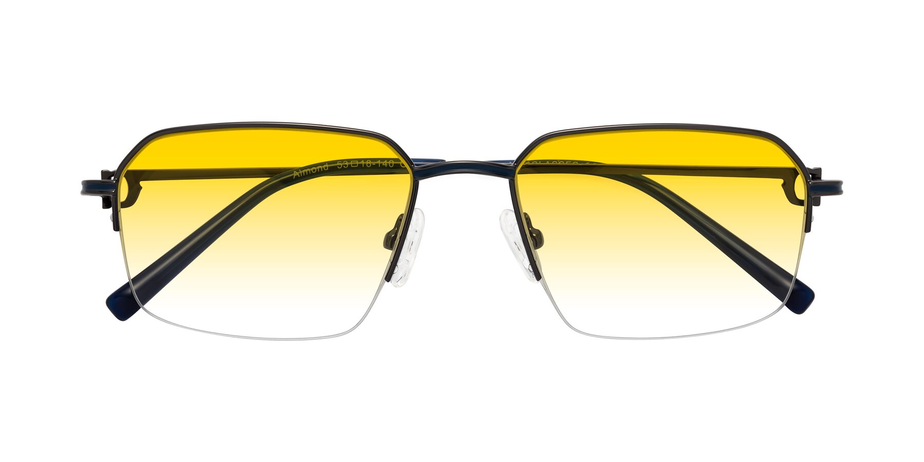 Folded Front of Almond in Gunmetal with Yellow Gradient Lenses