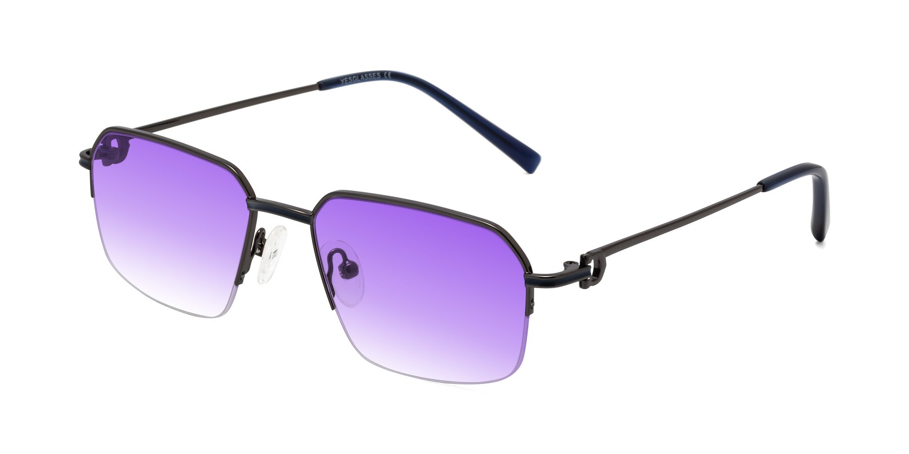 Angle of Almond in Gunmetal with Purple Gradient Lenses