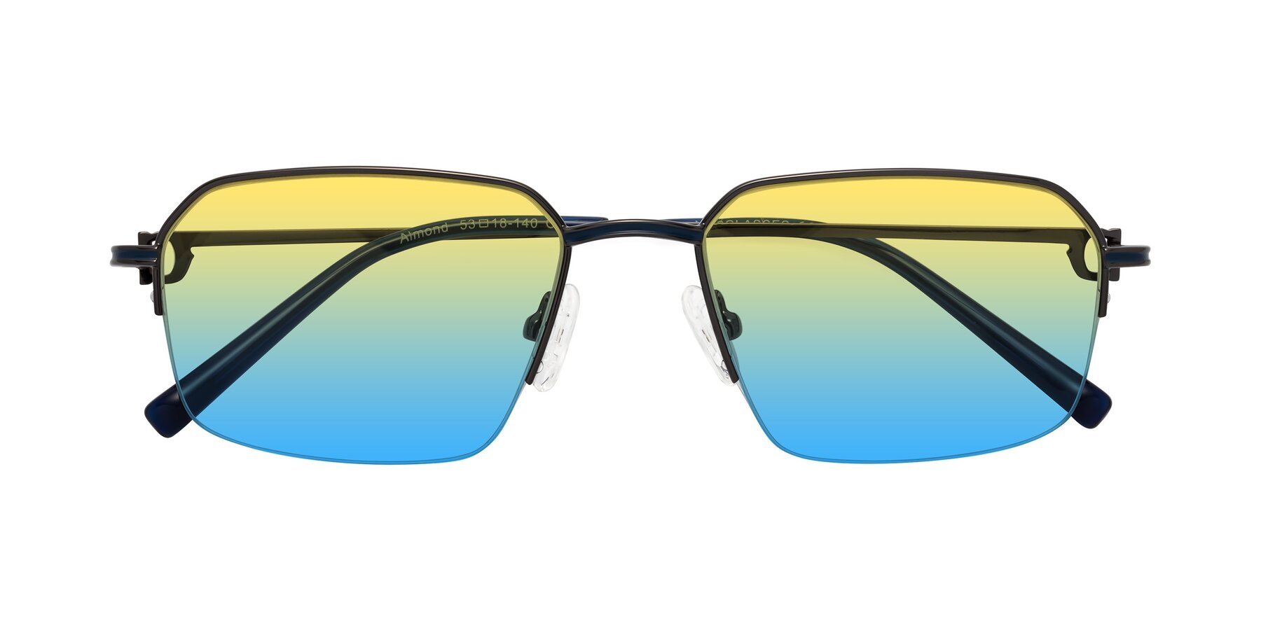 Folded Front of Almond in Gunmetal with Yellow / Blue Gradient Lenses