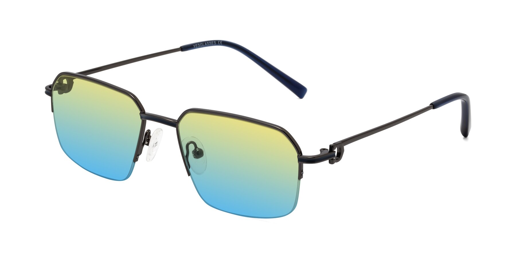 Angle of Almond in Gunmetal with Yellow / Blue Gradient Lenses