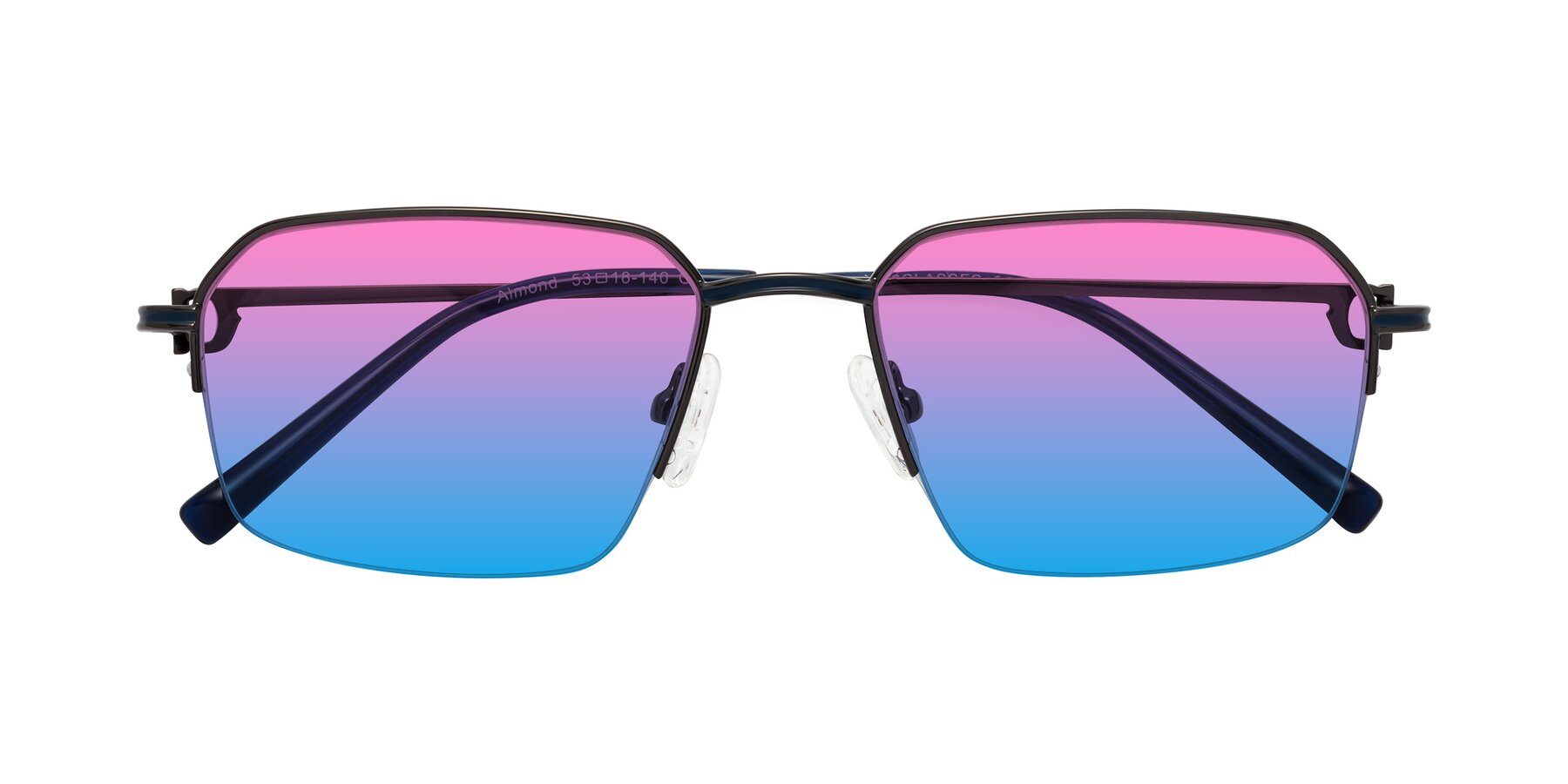 Folded Front of Almond in Gunmetal with Pink / Blue Gradient Lenses