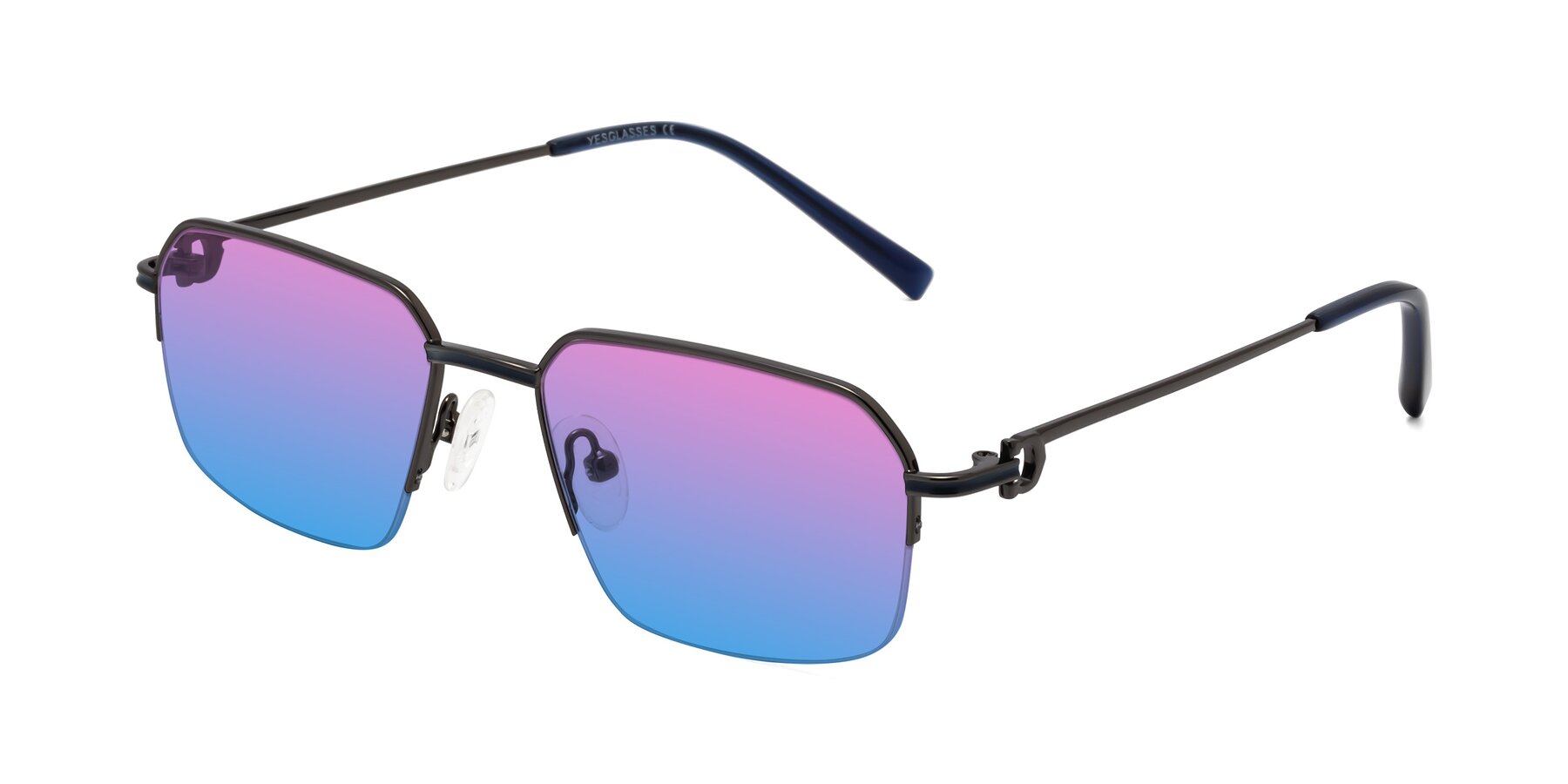 Angle of Almond in Gunmetal with Pink / Blue Gradient Lenses