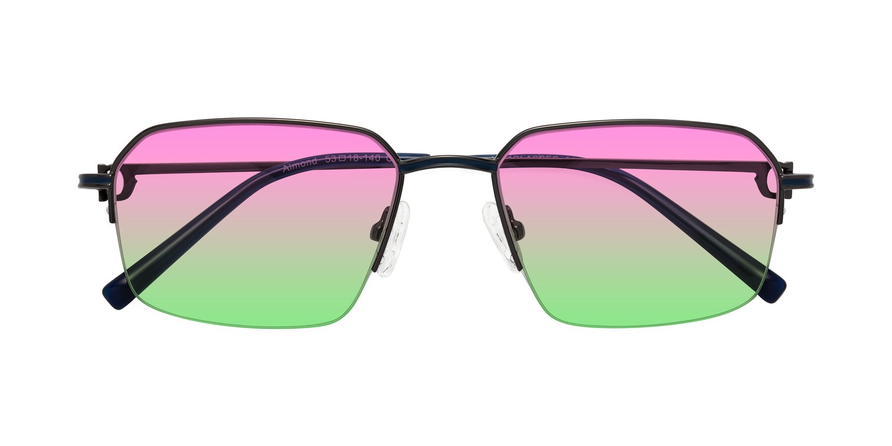 Folded Front of Almond in Gunmetal with Pink / Green Gradient Lenses