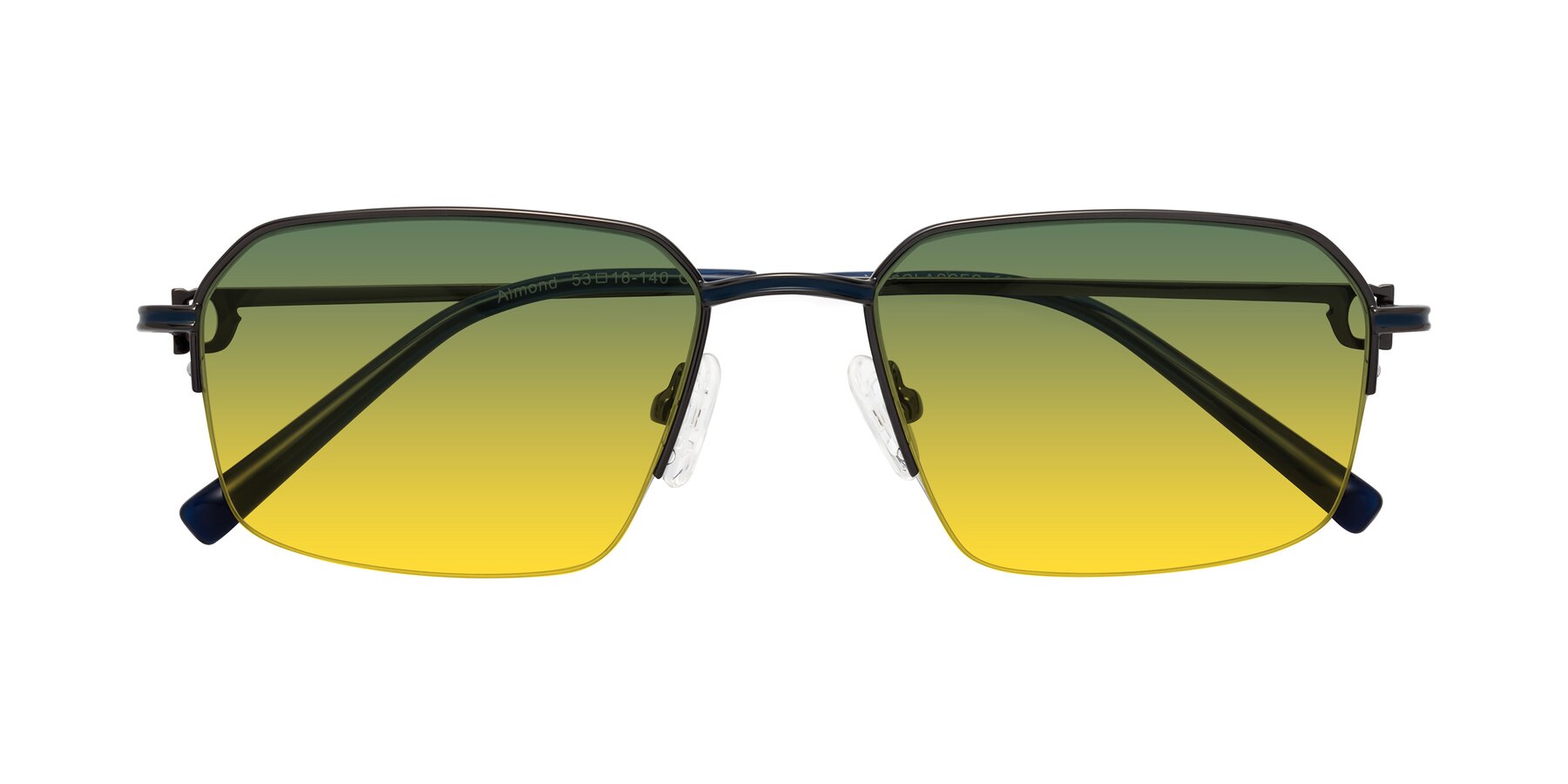 Folded Front of Almond in Gunmetal with Green / Yellow Gradient Lenses