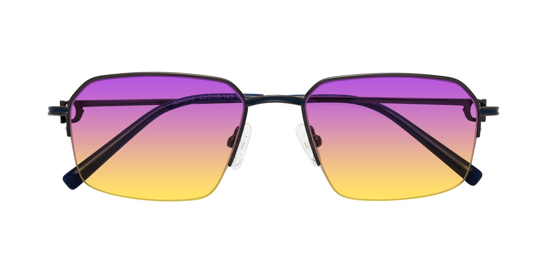 Folded Front of Almond in Gunmetal with Purple / Yellow Gradient Lenses