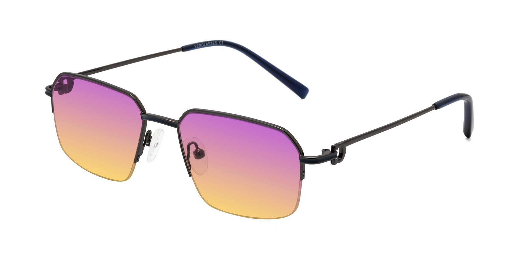 Angle of Almond in Gunmetal with Purple / Yellow Gradient Lenses