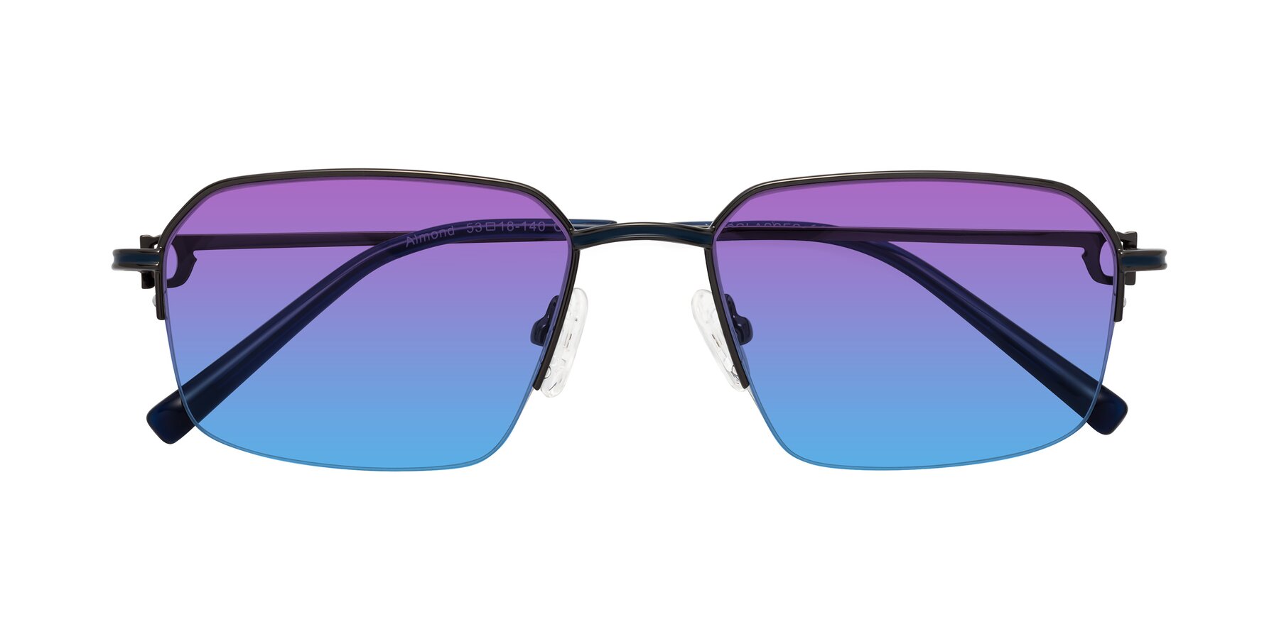 Folded Front of Almond in Gunmetal with Purple / Blue Gradient Lenses