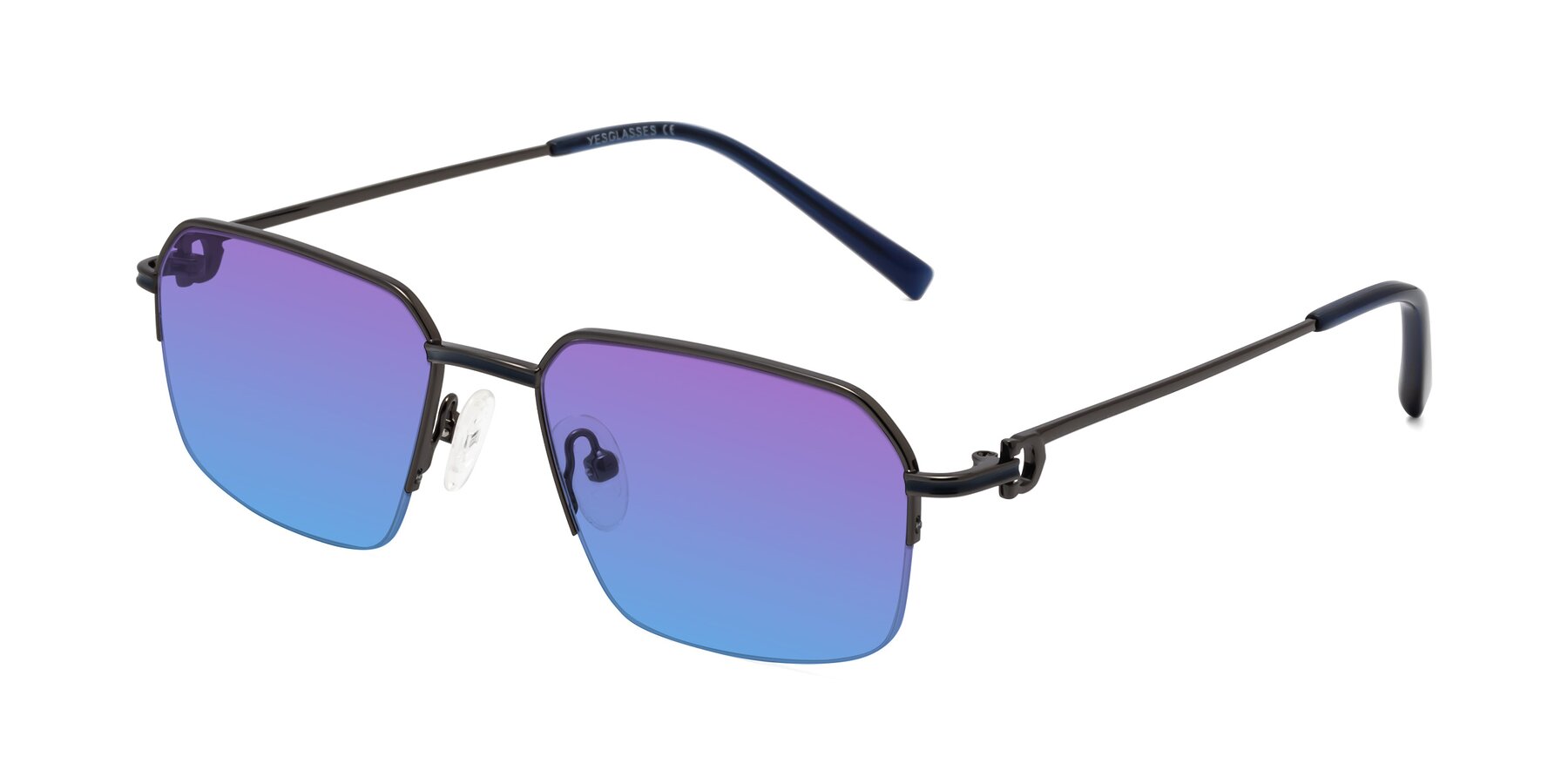 Angle of Almond in Gunmetal with Purple / Blue Gradient Lenses