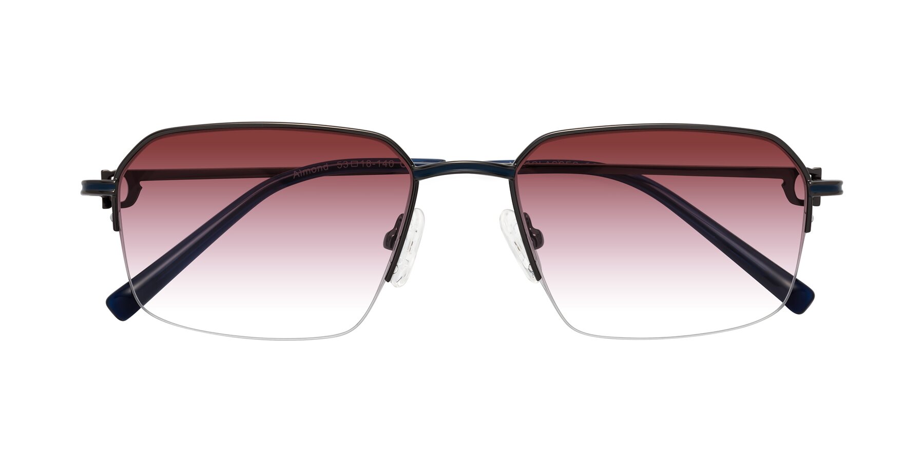 Folded Front of Almond in Gunmetal with Garnet Gradient Lenses