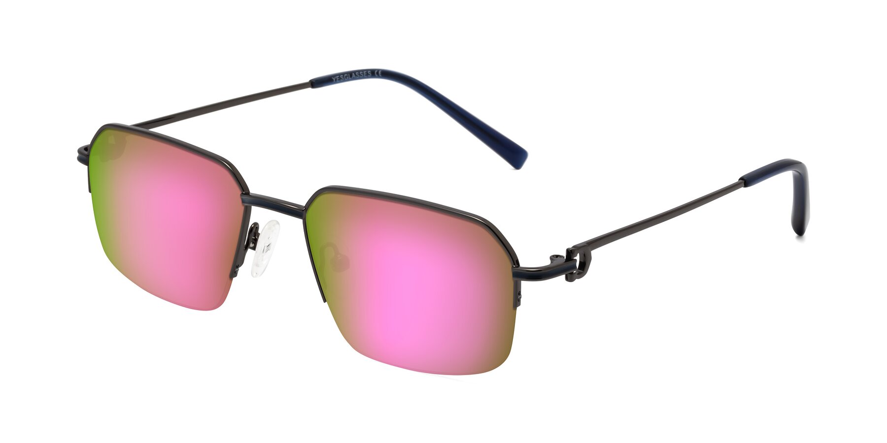 Angle of Almond in Gunmetal with Pink Mirrored Lenses