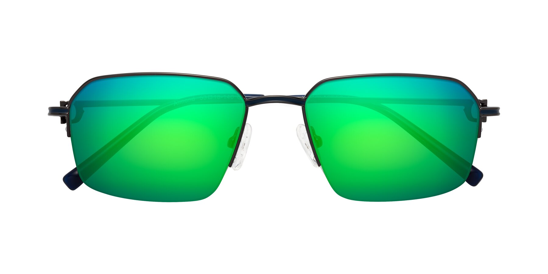 Folded Front of Almond in Gunmetal with Green Mirrored Lenses