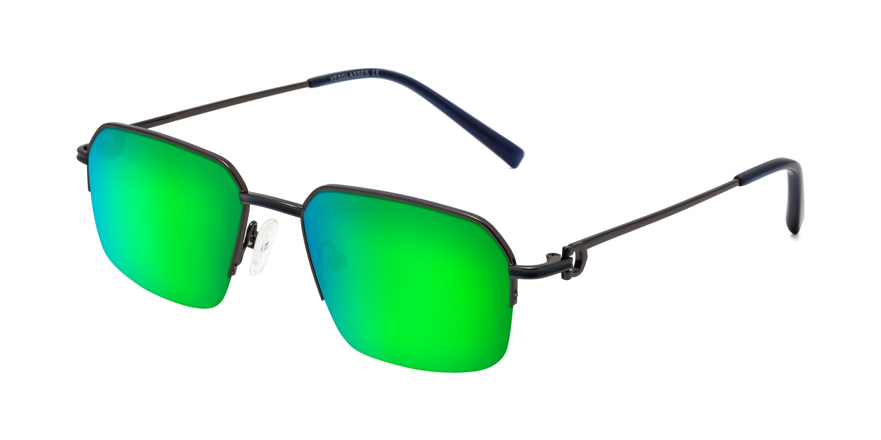 Angle of Almond in Gunmetal with Green Mirrored Lenses