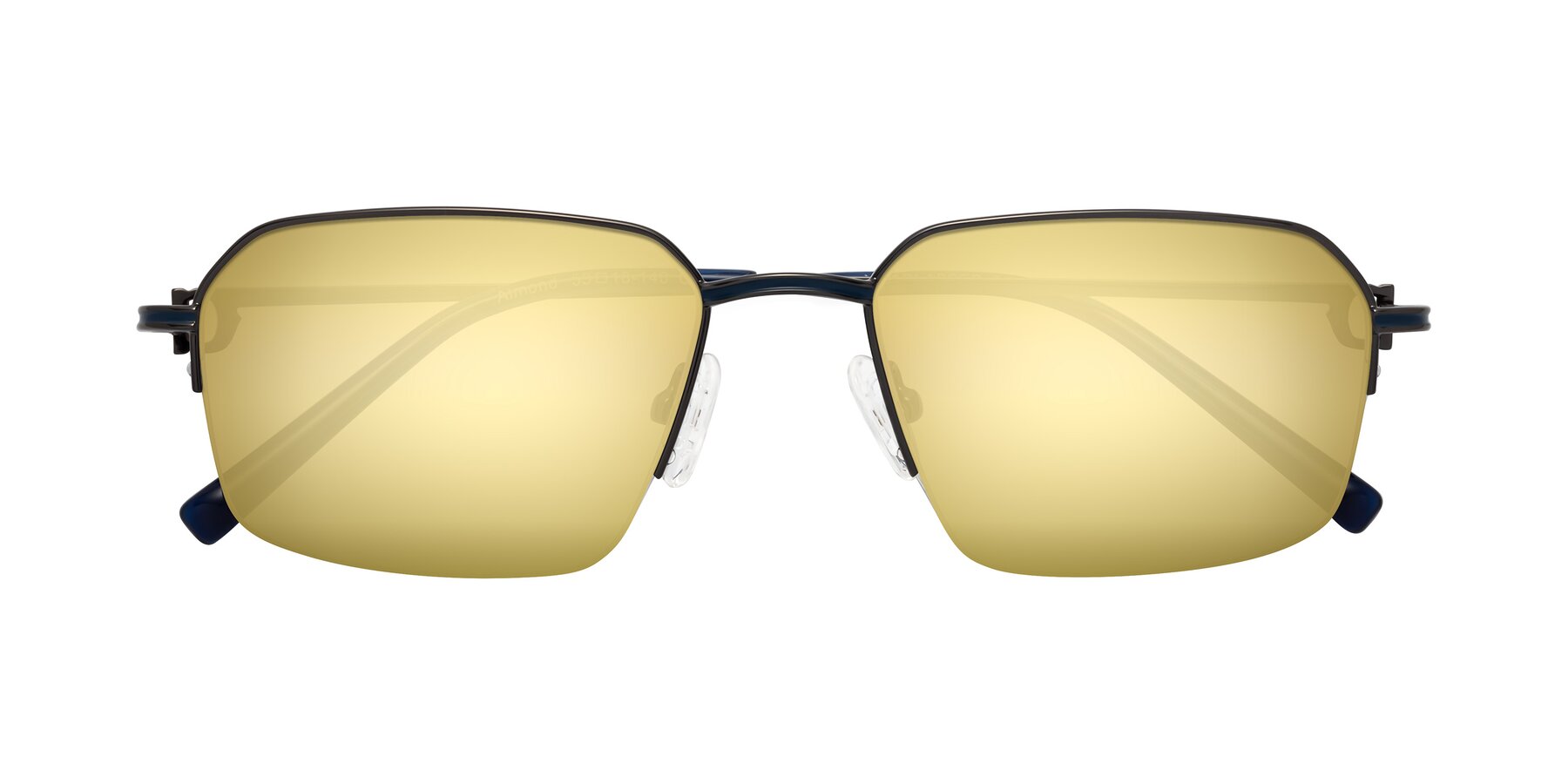 Folded Front of Almond in Gunmetal with Gold Mirrored Lenses