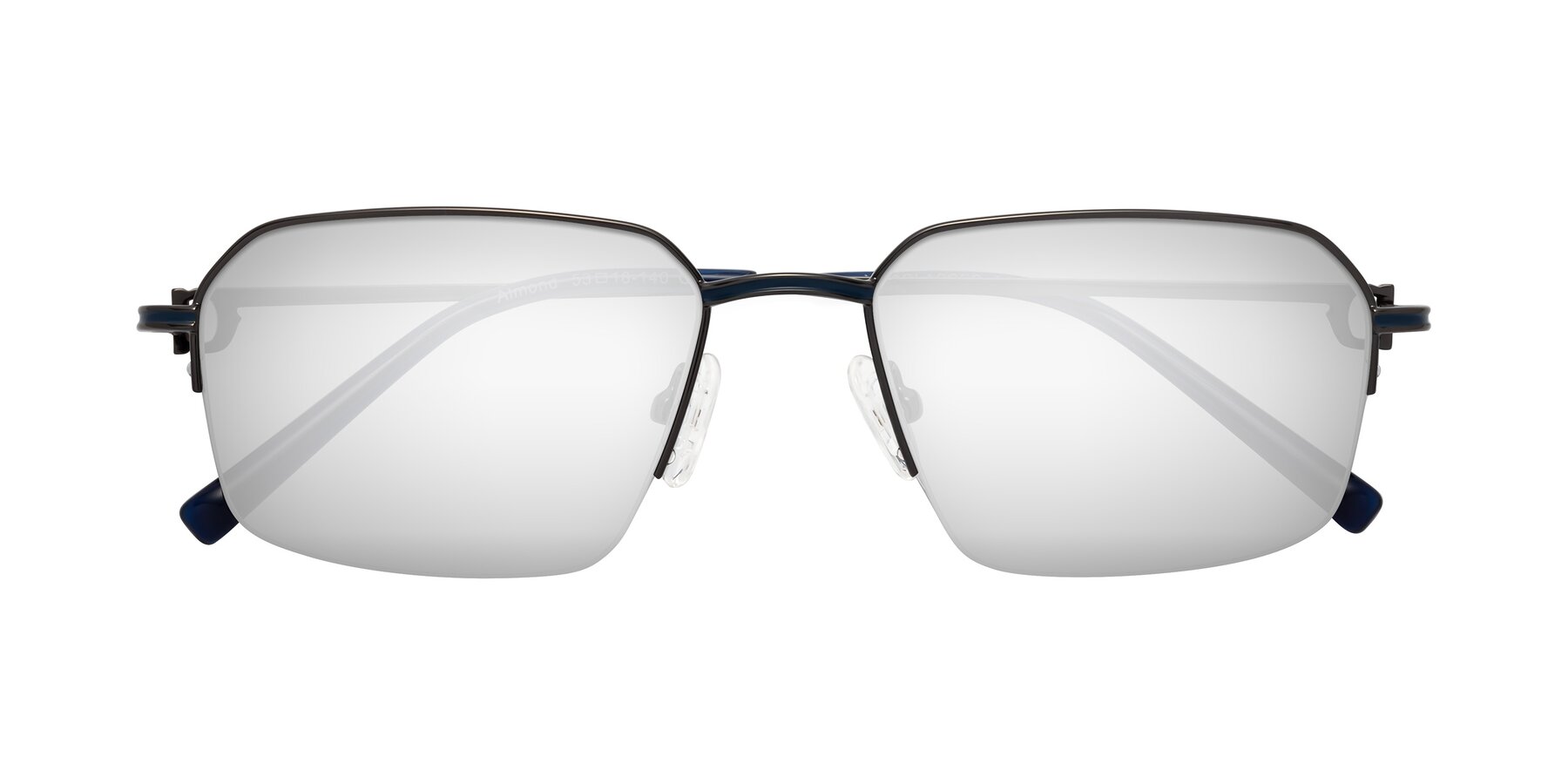 Folded Front of Almond in Gunmetal with Silver Mirrored Lenses