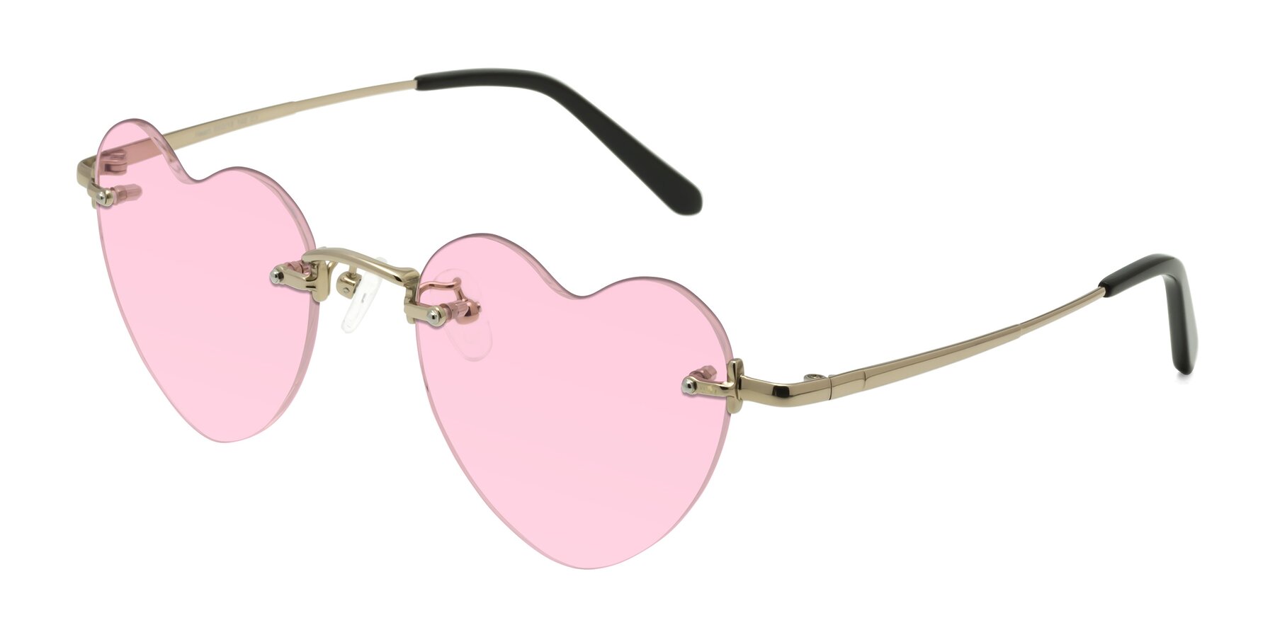 Angle of Heart in Gold with Light Pink Tinted Lenses