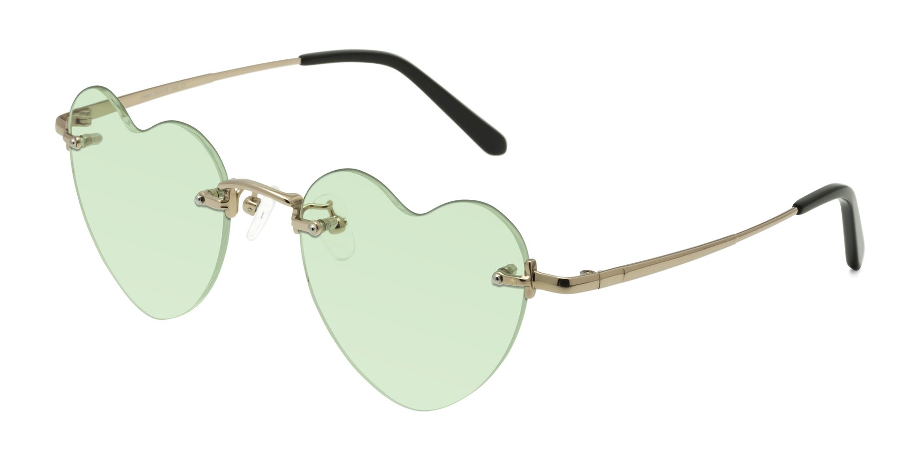 Angle of Heart in Gold with Light Green Tinted Lenses