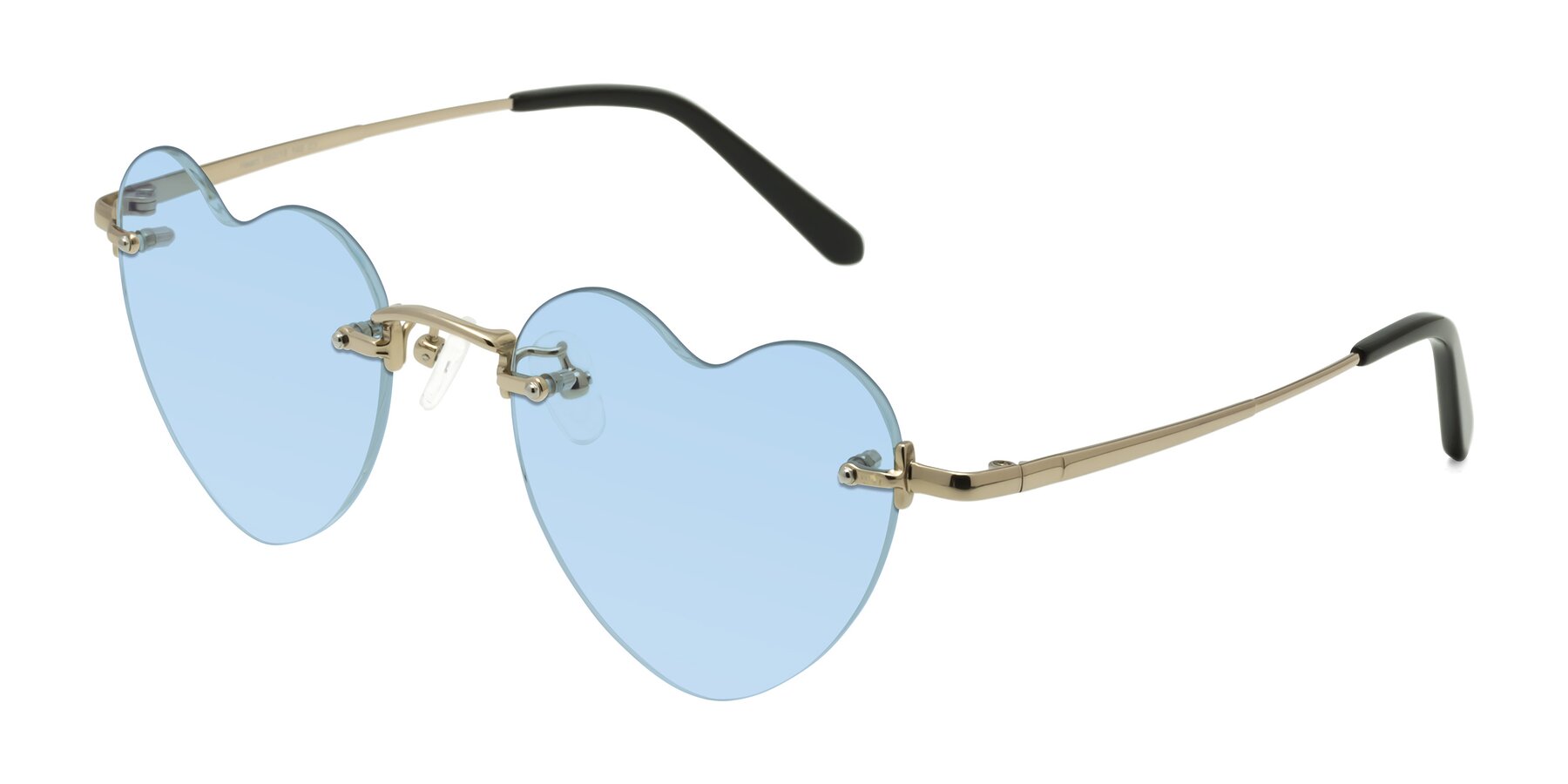 Angle of Heart in Gold with Light Blue Tinted Lenses