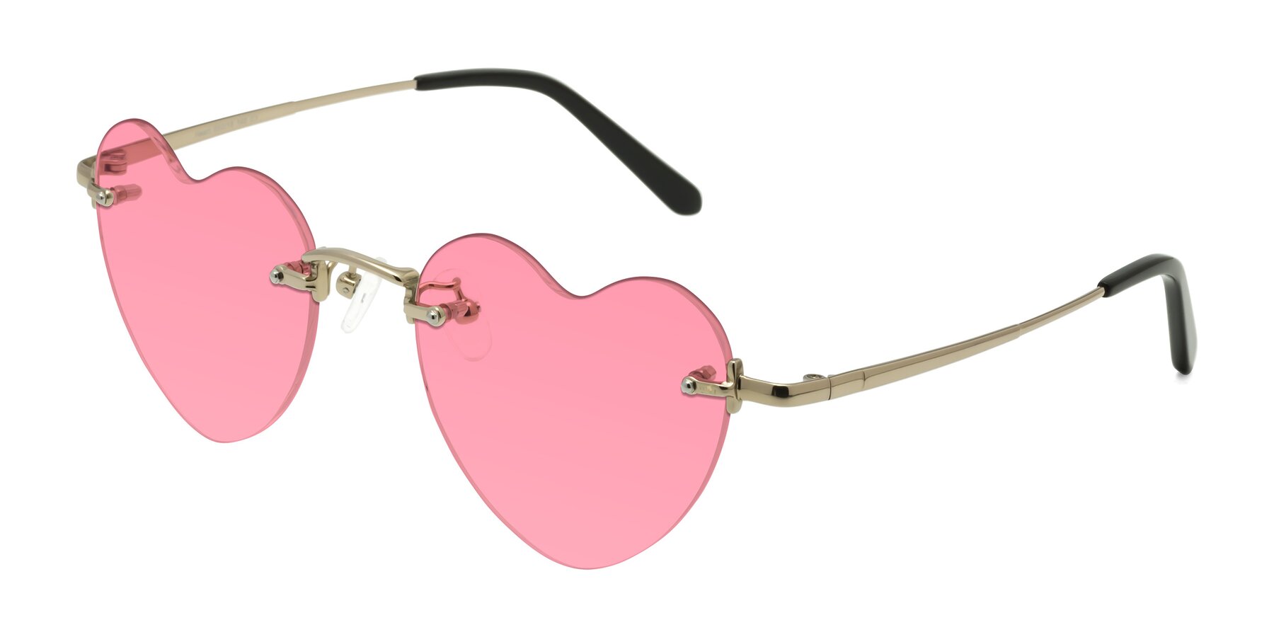 Angle of Heart in Gold with Pink Tinted Lenses