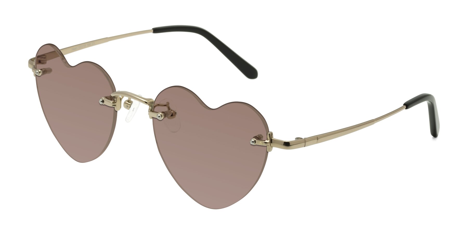 Angle of Heart in Gold with Medium Brown Tinted Lenses