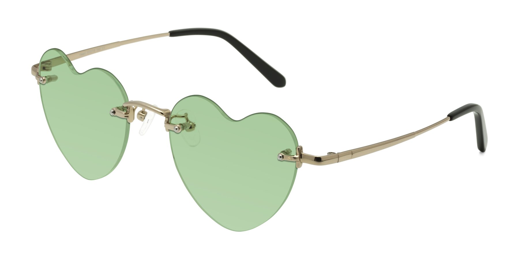 Angle of Heart in Gold with Medium Green Tinted Lenses